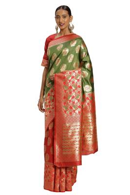 Multicolor Woven Art Silk Saree With Blouse 1