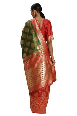 Multicolor Woven Art Silk Saree With Blouse 2