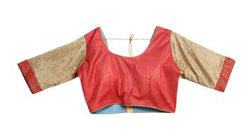 Peach Plain Lycra Cotton Saree With Blouse 5