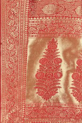 Red Woven Art Silk Saree With Blouse 4