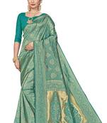Green Woven Art Silk Saree With Blouse