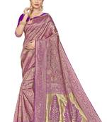 Purple Woven Art Silk Saree With Blouse