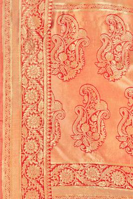 Red Woven Art Silk Saree With Blouse 4
