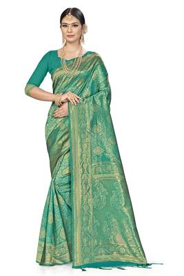 Green Woven Art Silk Saree With Blouse 1