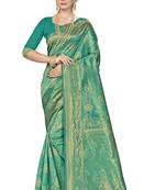 Green Woven Art Silk Saree With Blouse
