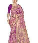 Purple Woven Art Silk Saree With Blouse