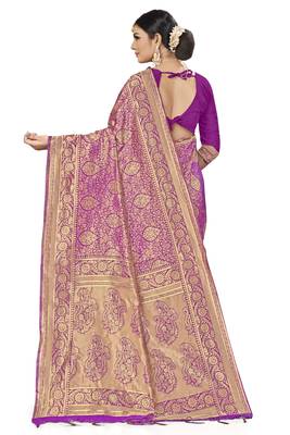 Purple Woven Art Silk Saree With Blouse 3