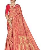 Red Woven Art Silk Saree With Blouse