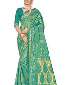 Green Woven Art Silk Saree With Blouse