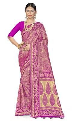 Purple Woven Art Silk Saree With Blouse 1