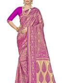 Purple Woven Art Silk Saree With Blouse
