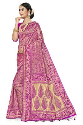 Purple Woven Art Silk Saree With Blouse 2