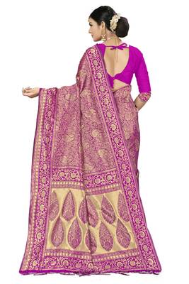 Purple Woven Art Silk Saree With Blouse 3