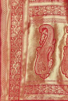 Red Woven Art Silk Saree With Blouse 4