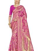 Pink Woven Art Silk Saree With Blouse