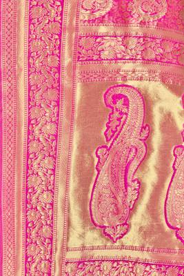 Pink Woven Art Silk Saree With Blouse 4