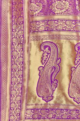 Purple Woven Art Silk Saree With Blouse 4