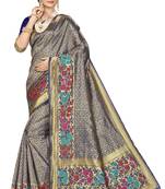 Navy Blue Woven Art Silk Saree With Blouse