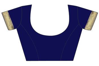 Navy Blue Woven Art Silk Saree With Blouse 5
