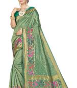 Green Woven Art Silk Saree With Blouse
