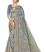 Grey Woven Art Silk Saree With Blouse