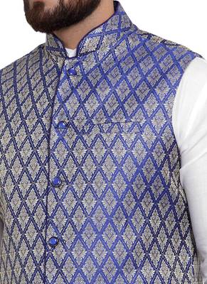  Designer Men Purple Brocade Nehru Jacket 2