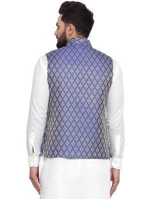  Designer Men Purple Brocade Nehru Jacket 4