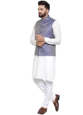  Designer Men Purple Brocade Nehru Jacket 5