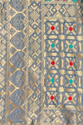 Grey Woven Art Silk Saree With Blouse 4