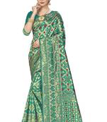 Green Woven Art Silk Saree With Blouse