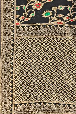 Black Woven Art Silk Saree With Blouse 4