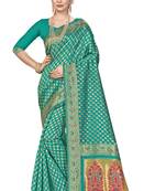 Green Woven Art Silk Saree With Blouse