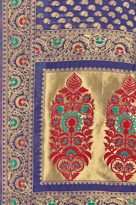 Navy Blue Woven Art Silk Saree With Blouse 4