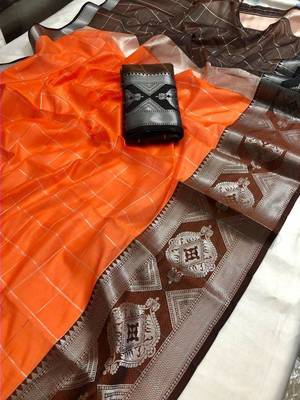 Orange Woven Cotton Silk Saree With Blouse 1