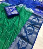 Green Woven Cotton Silk Saree With Blouse