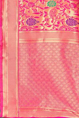 Pink Woven Art Silk Saree With Blouse 4