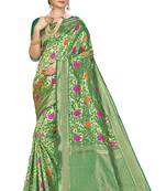 Green Woven Art Silk Saree With Blouse