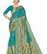 Green Woven Art Silk Saree With Blouse