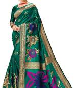 Turquoise woven art silk saree with blouse