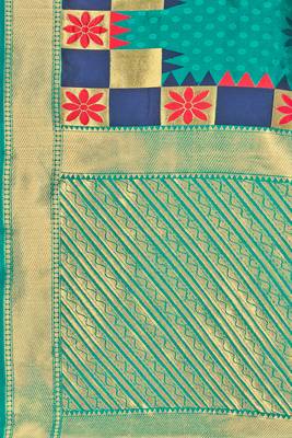 Green Woven Art Silk Saree With Blouse 4