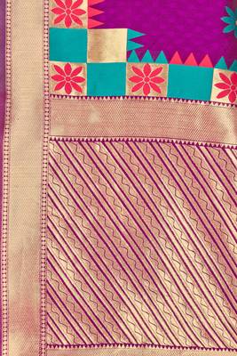 Purple Woven Art Silk Saree With Blouse 4