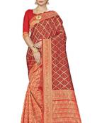 Red Woven Art Silk Saree With Blouse