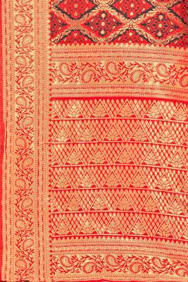 Red Woven Art Silk Saree With Blouse 4