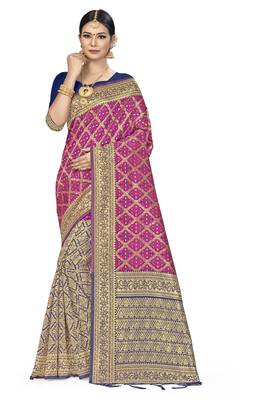Pink Woven Art Silk Saree With Blouse 1