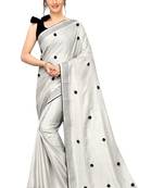 Grey embroidered art silk saree with blouse