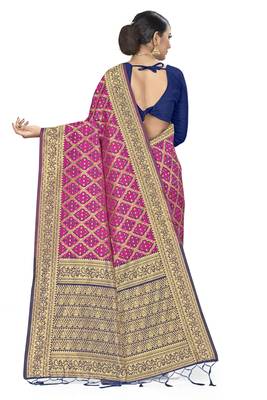 Pink Woven Art Silk Saree With Blouse 3
