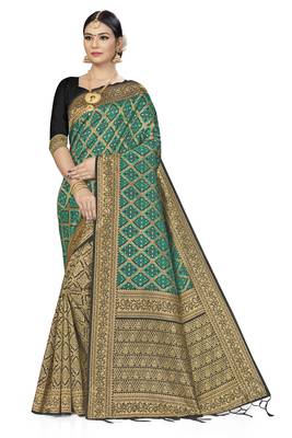 Green Woven Art Silk Saree With Blouse 1