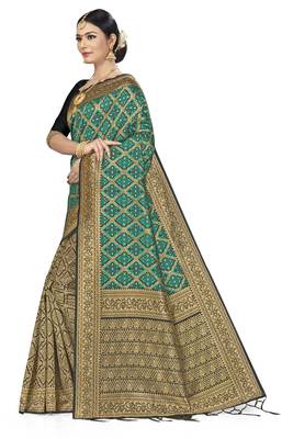 Green Woven Art Silk Saree With Blouse 2