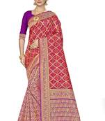 Orange Woven Art Silk Saree With Blouse