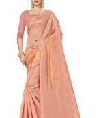 Light Pink Woven Art Silk Saree With Blouse